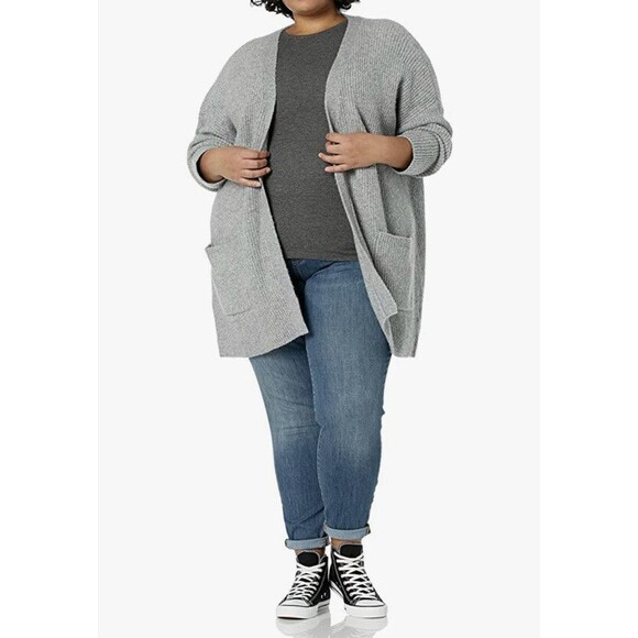 New Goodthreads Womens Cardigan Sweater XXL Gray Oversized Boucle Shaker Stitch - Picture 10 of 11